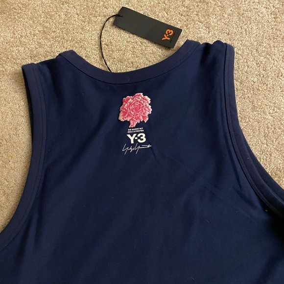 ADIDAS Y-3 MEN SATEEN MIX TANK TOP NAVY - BRAND NE - Picture 4 of 4